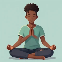 african teen peaceful, meditating, digital art, trending on artstation, detailed - i