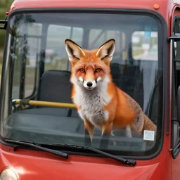 fox riding the bus