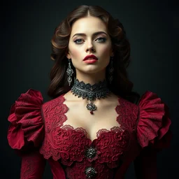portrait of beautiful female super model, perfect symmetrical pose, sharp, by irakli nadar with intricate detailed wearing victorian dress designed by alexander mcqueen and rocky gathercole, haunting, elite, elegant, ruan jia, dark, hyper detailed, concept art, by gustav klimt, dynamic lighting, sharp focus, sharp focus, intricate, detailed