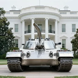 giant metal tardigrade as tank, at the white house ceremony