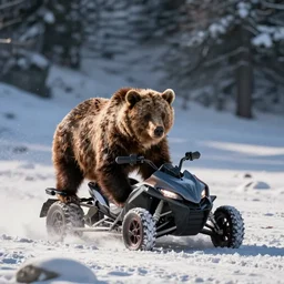 un ours brun fait de la motoneige dans les Alpes