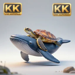 a turtle on a whale, photorealistic, 4 k, studio lighting, soft focus, field of depth