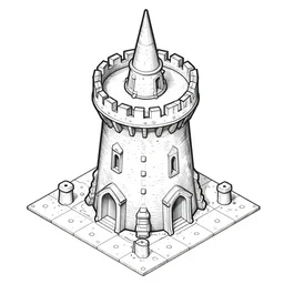 isometric - wizard - tower - tile - lineart. png