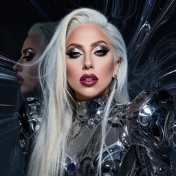 ladygaga by wlop by moebius, rtx reflections, octane 1 2 8 k, extreme high intricate details, digital abstract art by ross tran, medium shot, close up shot, composition by sana takeda, lighting by greg rutkowski