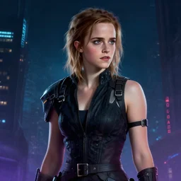a girl from final fantasy live action, movie still of emma watson, blade runner 2 0 4 9, evocative, mystical night, very very very very detailed, award winning, masterpiece digital painting by greg rutkowski, alex grey, artstation, 4 k wallpaper