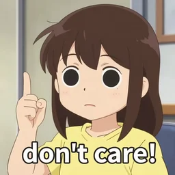 anime meme!!, don't care reaction meme, says don't care!