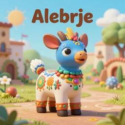 ““Alebrijes” 3-D HD, digital art, Mexican folk art, adorable single animal, amazing background, Story book illustration, Martin Sandiego, Julia Fuentes, Miguel Sandiego”