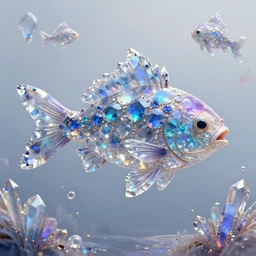 fish made of crystal gems, fantasy art
