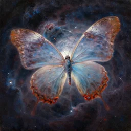 cosmic butterfly nebula, a closeup expressive oil painting, by ( leonardo da vinci ) and greg rutkowski and rafal olbinski ross tran airbrush time magazine