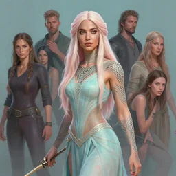 dynamic medium shot painted portrait, maya ali as sorceress, celtic tattoos, pastel colours, octane render, unreal engine, matte painting concept art, fanart artstation by jesper ejsing and rhads and lois van baarle and ilya kuvshinov and rossdraws