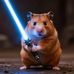 hamster, wielding a lightsaber, movie still, star wars, cinematic, sharp focus, cinematic lighting, 8 k