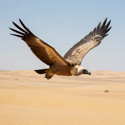 a vulture flying over an empty desert, artstation