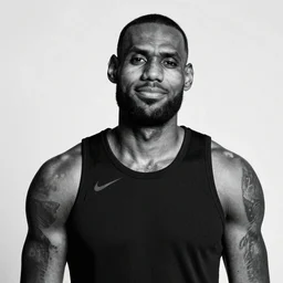 a portrait photo of Lebron James by Annie Leibovitz, black and white