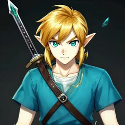 an in game portrait of link from hades, hades art style.