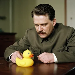 stalin playing with a rubber duck