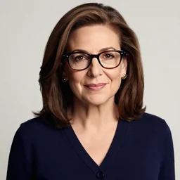 Photo of Sheryl Sandberg wearing Warby Parker glasses, soft studio lighting, photo taken by Martin Schoeller for Abercrombie and Fitch, award-winning photo, 24mm f/1.4