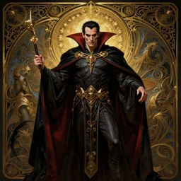 keanu reeves as dracula, intricate, d & d, wizard, powerful, fantasy, art nouveau, baroque style, digital painting, trending on artstation, sharp focus, wide shot, illustration, monstrous, global illumination, ray tracing, art by artgerm and greg rutkowski and ruan jia