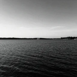 lake with black water side view, sky