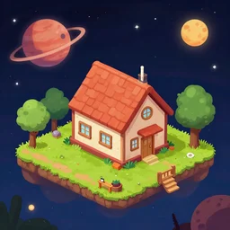 a house that is part of a small colony on a strange planet, from a space themed Serria point and click 2D graphic adventure game, high quality cartoon style graphics