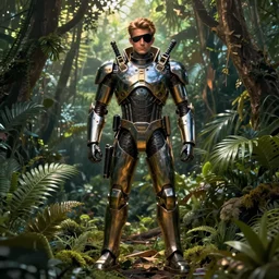 portrait photo of big boss, metal gear solid, eyepatch, studio lighting, jungle, full body