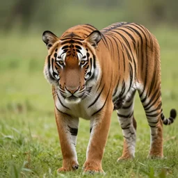 a cow with tiger stripes, wildlife photography, hyperrealistic