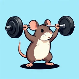 weak rat lifting weights illustration