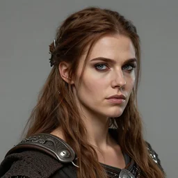 head and shoulders portrait of a barbarian, female, high fantasy, dnd, extremely detailed by wlop
