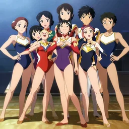 beautiful, perfect, epic 8 k hd anime shot, posing together in leotards. by yoshiyuki sadamoto, amagaitaro, makoto shinkai, krenz cushart, asao urata, pixiv