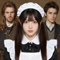 maid!!! cosplay, symmetric beautiful face, orientalism portrait of a cute young woman with twin tails by Edwin Longsden Long and Theodore Ralli and Nasreddine Dinet and Adam Styk masterful intricate artwork