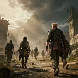 jerusale, people walking, action scene, an epic fantasy, dramatic lighting, cinematic, establishing shot, extremely high detail, photorealistic, cinematic lighting, artstation, octane render, by christopher nolan, horizon forbidden west