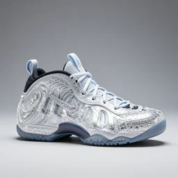 nike foamposite sneaker made of clear crystal, high lighting catalog photography whole shoe in the frame