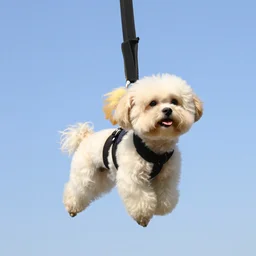 a cream-colored havanese bungee jumping, gopro photo, 4k
