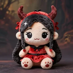 cute fumo plush of a creature of the underworld, chibi demon girl