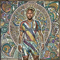 Neymar Jr at market, art by Artgerm and Greg Rutkowski and Alphonse Mucha