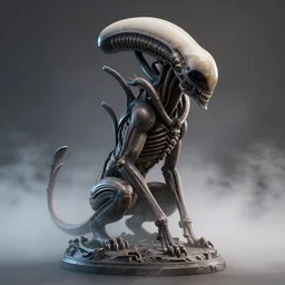 photorealistic xenomorph Cat statue inspired by Giger, octane render, unreal engine 4k, volumetric light, fog, detailed