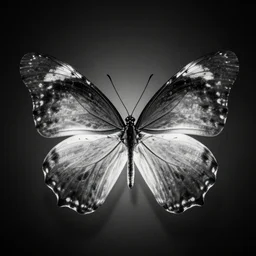 mutated butterfly xray black and white