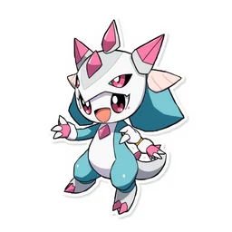 cute miss mascot palkia palkia palkia pokemon sticker art, cronobreaker, beeple game icon