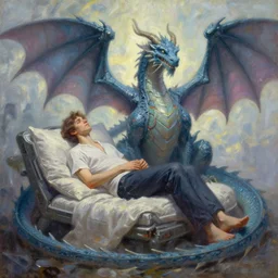 a relaxing epic oil painting of a cyberpunk dragon by roger dean in the style of romanticism art, 8 k