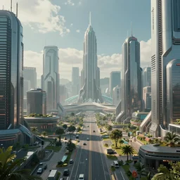 Futuristic landscape, cyberpunk, beautiful, realistic, 4K