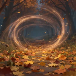 fallen leaves dynamic fantasy art with trails hd