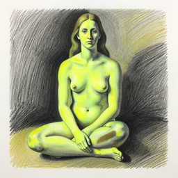a fluorescent crayon drawing by georgia o'keeffe