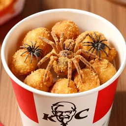 fried spiders in a kfc bucket
