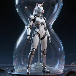 beautiful hourglass feminine cyborg in full body skin space suit, unicorn helmet, steel boots, concept art by artgerm, joshua rife, photoshoot, intricate, highlydetailed, space background, artstation 4 k raytracing, shadows, highlights, illumination