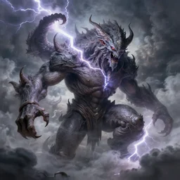 an monstrous air elemental throwing a lightning bolt made out of clouds, intricate, brutal, highly detailed, digital painting, artstation, concept art, smooth, sharp focus, illustration, art by artgerm and greg rutkowski and alphonse mucha, 8 k