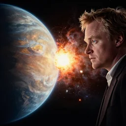 a beautiful cinematic photograph by greg rutkowski and denis villeneuve and christopher nolan, planets colliding
