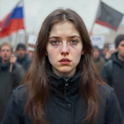 painting of a victim of an oppositional protest in russia, digital art by takashi murakam, award winning, trending on artstation