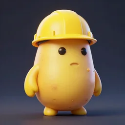 A cyberpunk potato, yellow, wearing a hard hat, trending on artstation