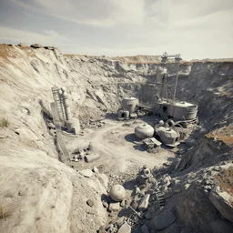 abandoned uranium workings, octane render, unreal engine, pale colors, high detail, 8 k, wide angle, trending on artstation, behance