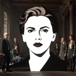 face icon stylized minimalist bolshevik leader nadezhda konstantinovna krupskaya played by scarlett johansson, loftis, cory behance hd by jesper ejsing, by rhads, makoto shinkai and lois van baarle, ilya kuvshinov, rossdraws global illumination