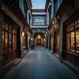 A corridor inside a sci-fi Lhasa Tibet city, award winning photograph, 4K HD,
